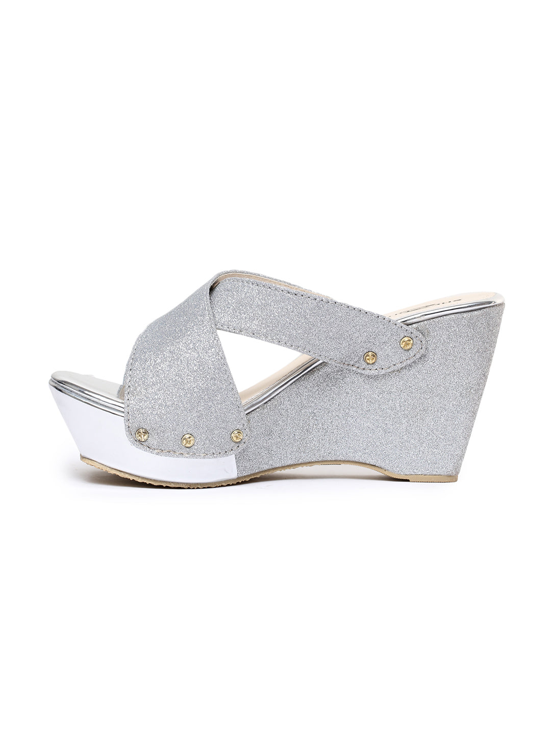 Shezone Silver Women Heels