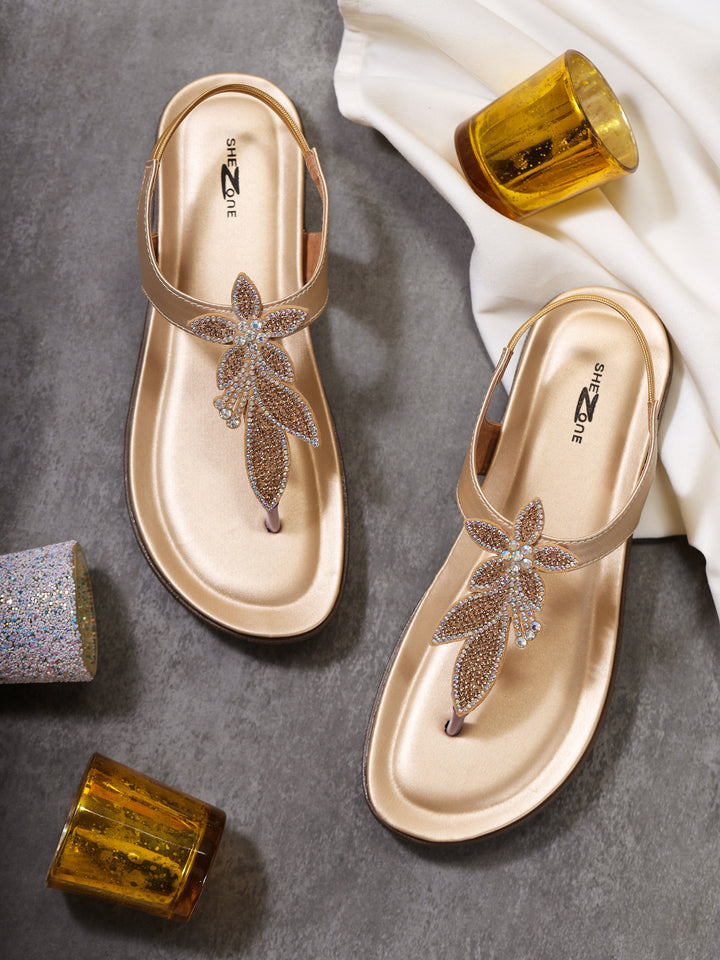 Shezone Women Gold Flats