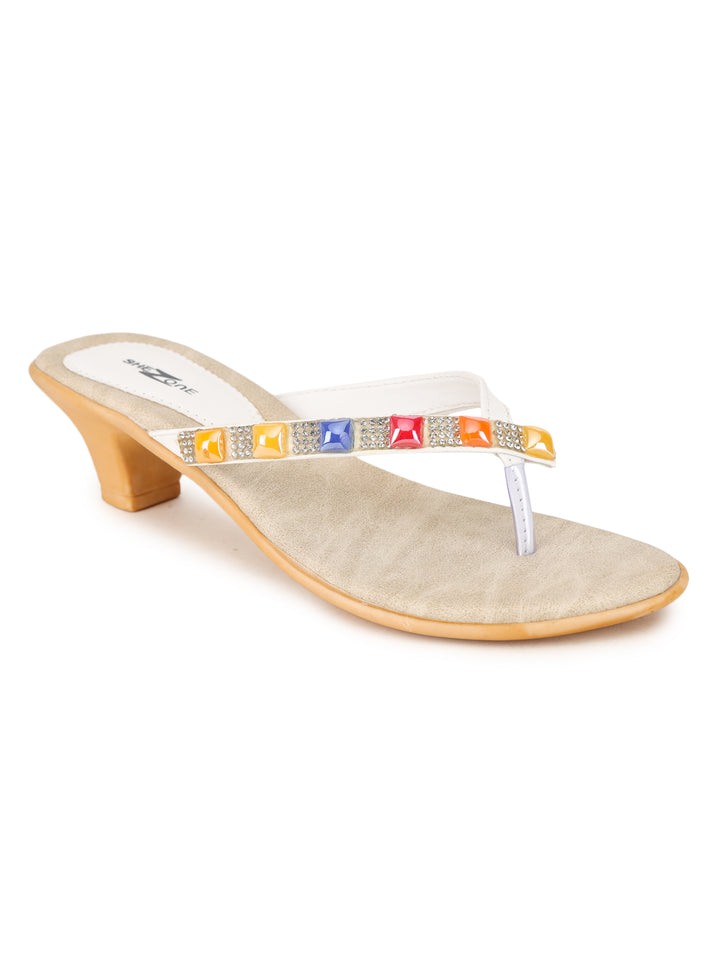 Shezone White Women Heels