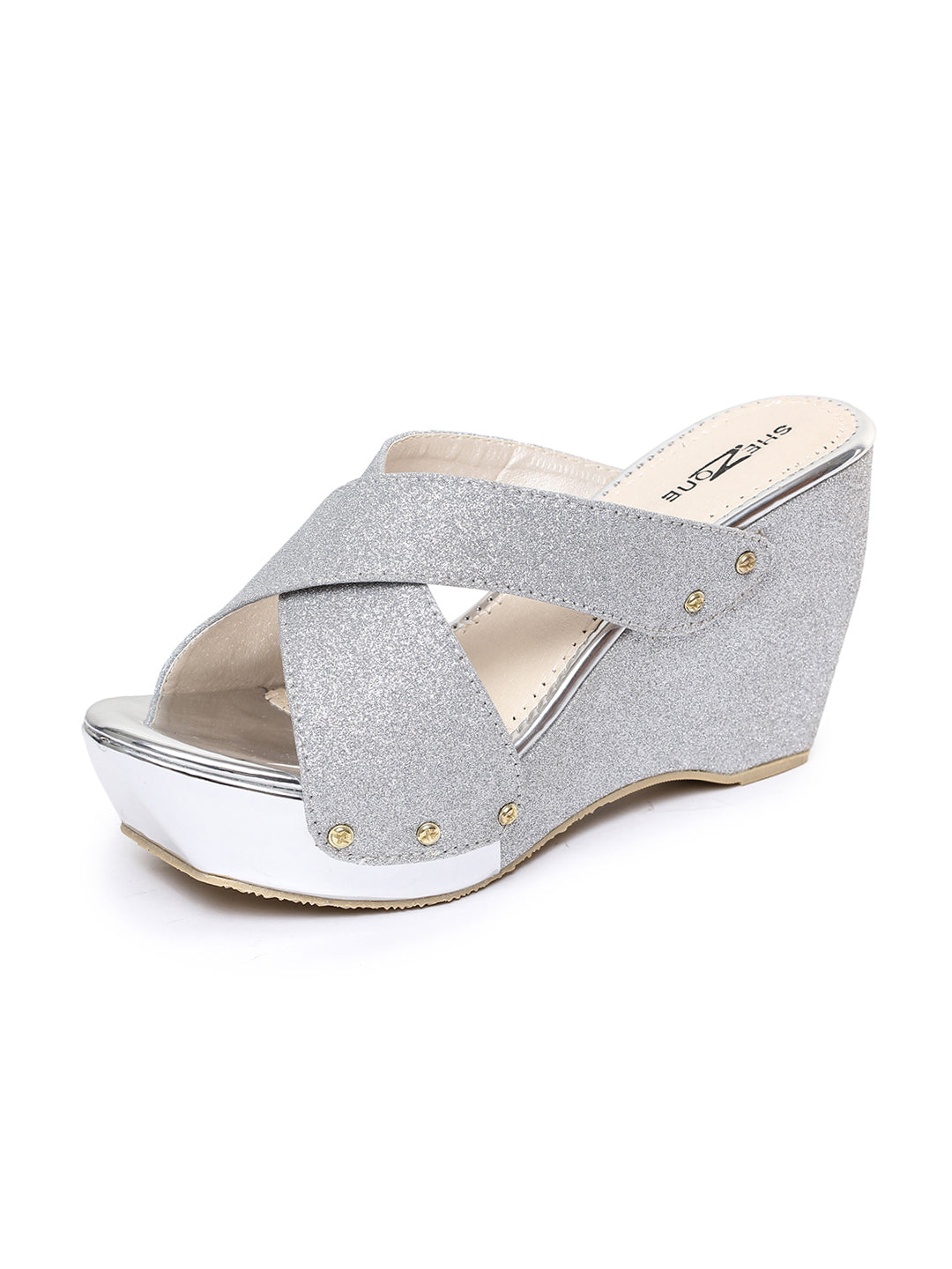 Shezone Silver Women Heels