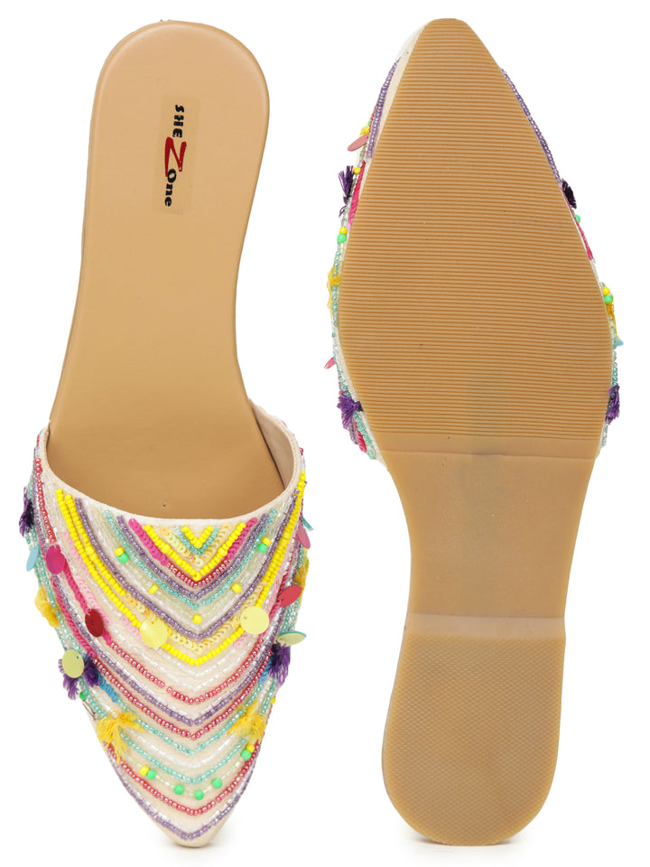 Shezone Cream Women Flats