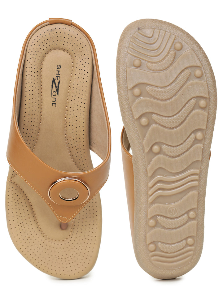 Shezone Tan Women Flats