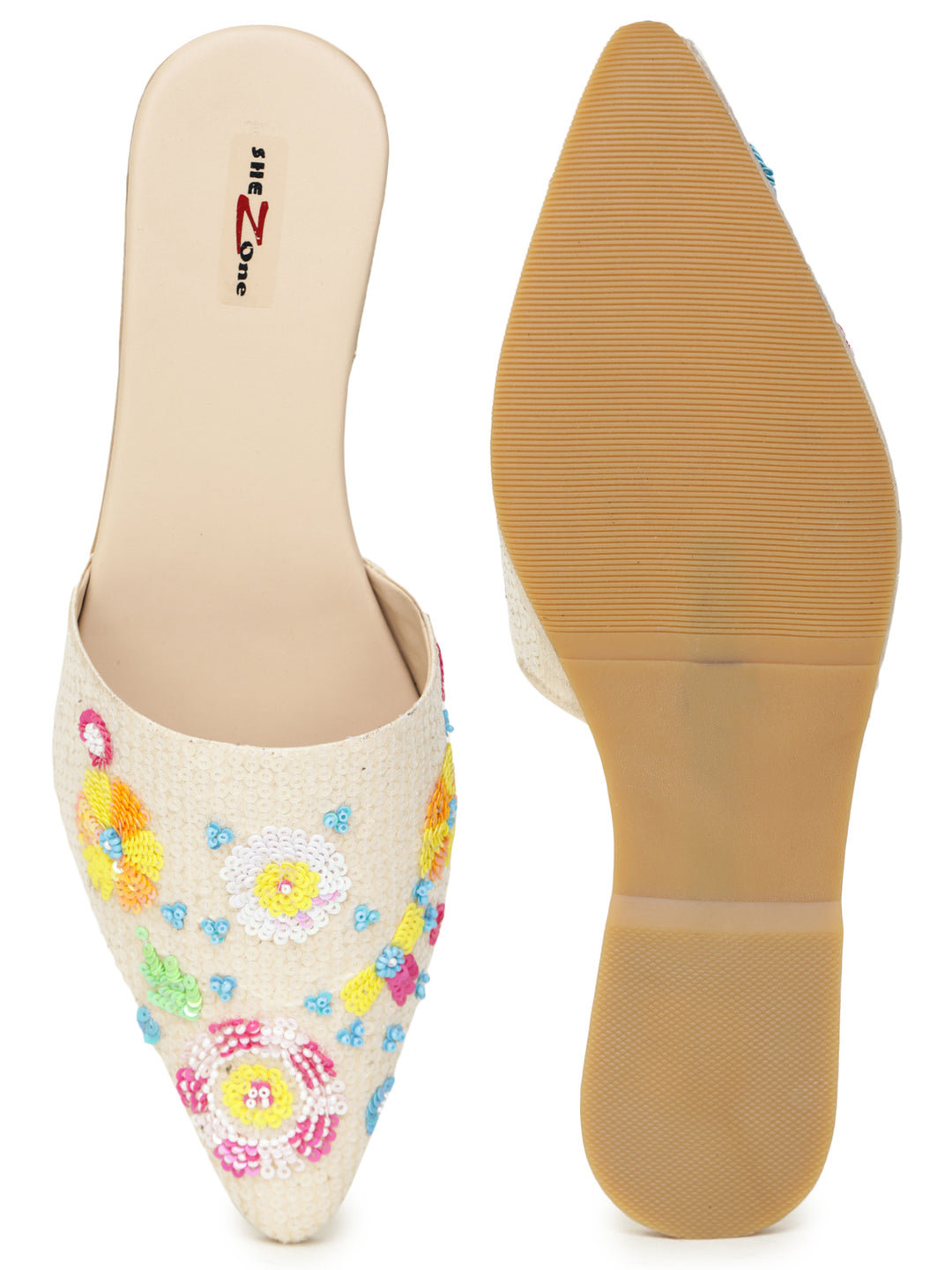 Shezone Cream Women Flats