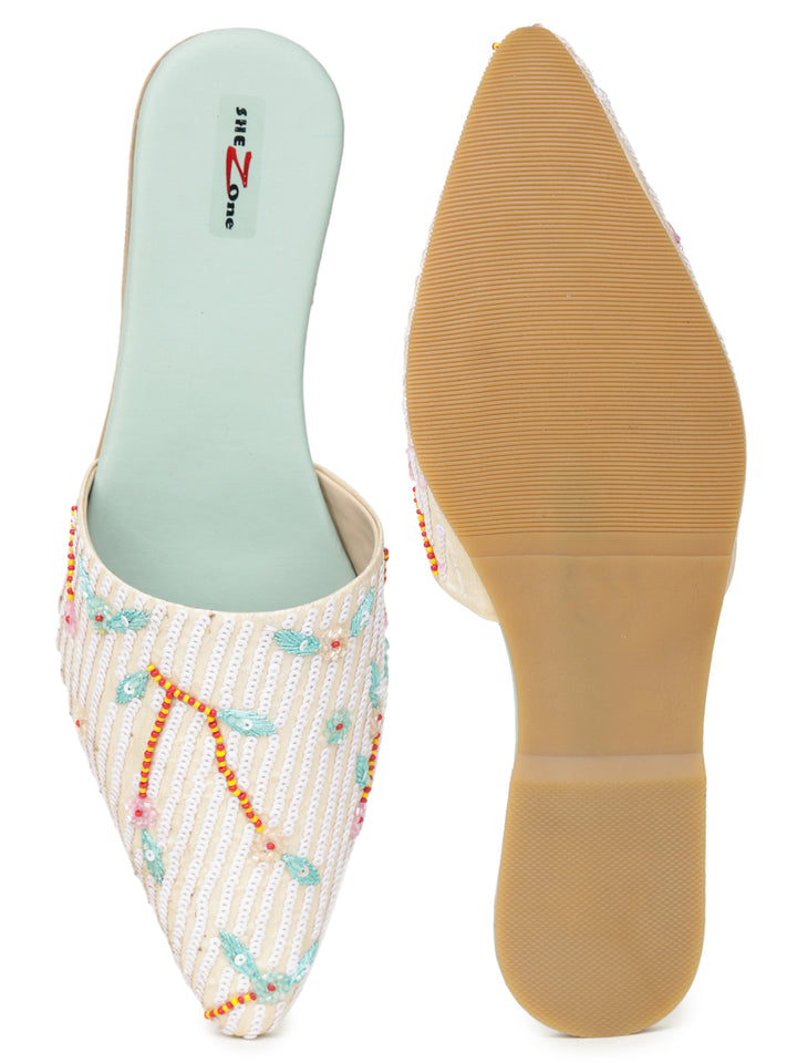 Shezone Cream Women Flats