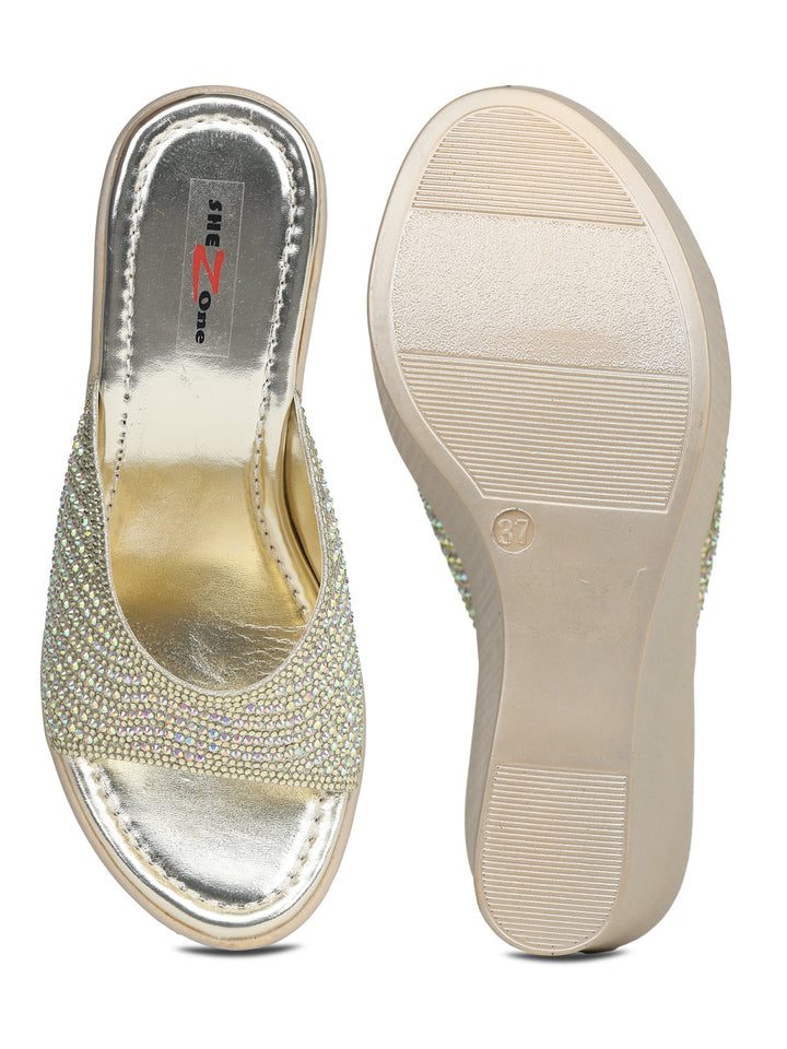 Shezone Golden Women Heels