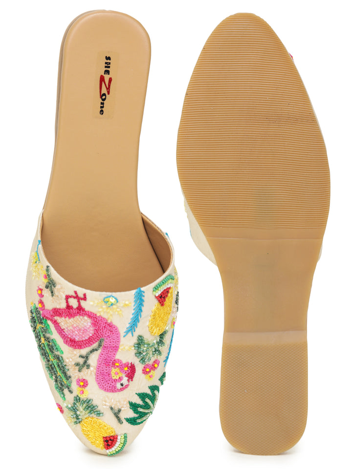 Shezone Cream Women Flats