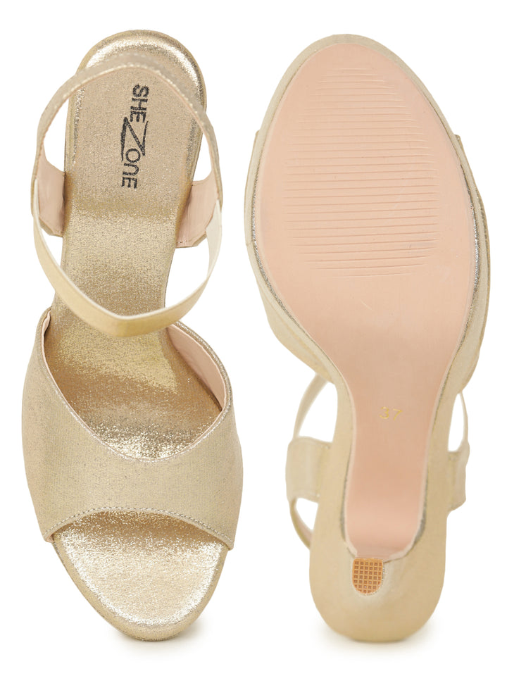 Shezone Women  Gold Heels