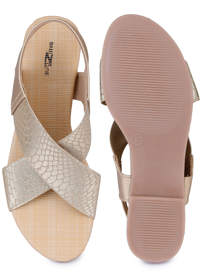 Shezone Gold Women Flats