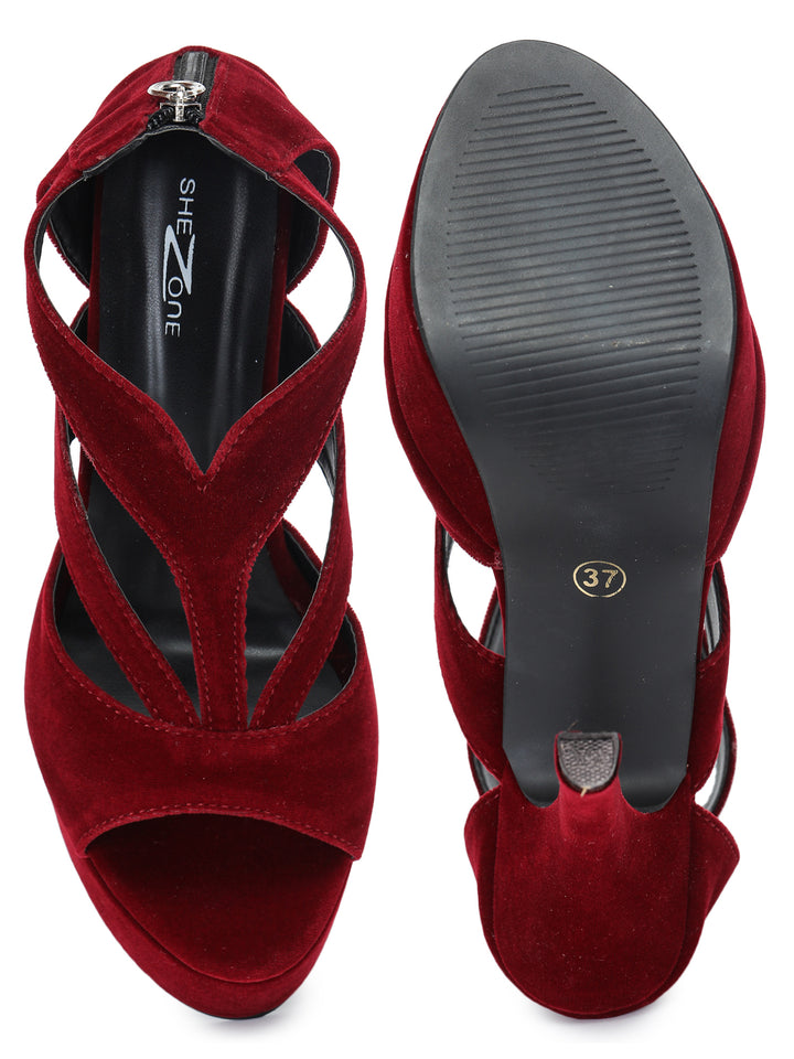 Shezone Women Maroon Heels