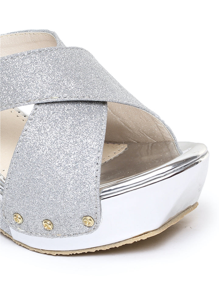 Shezone Silver Women Heels