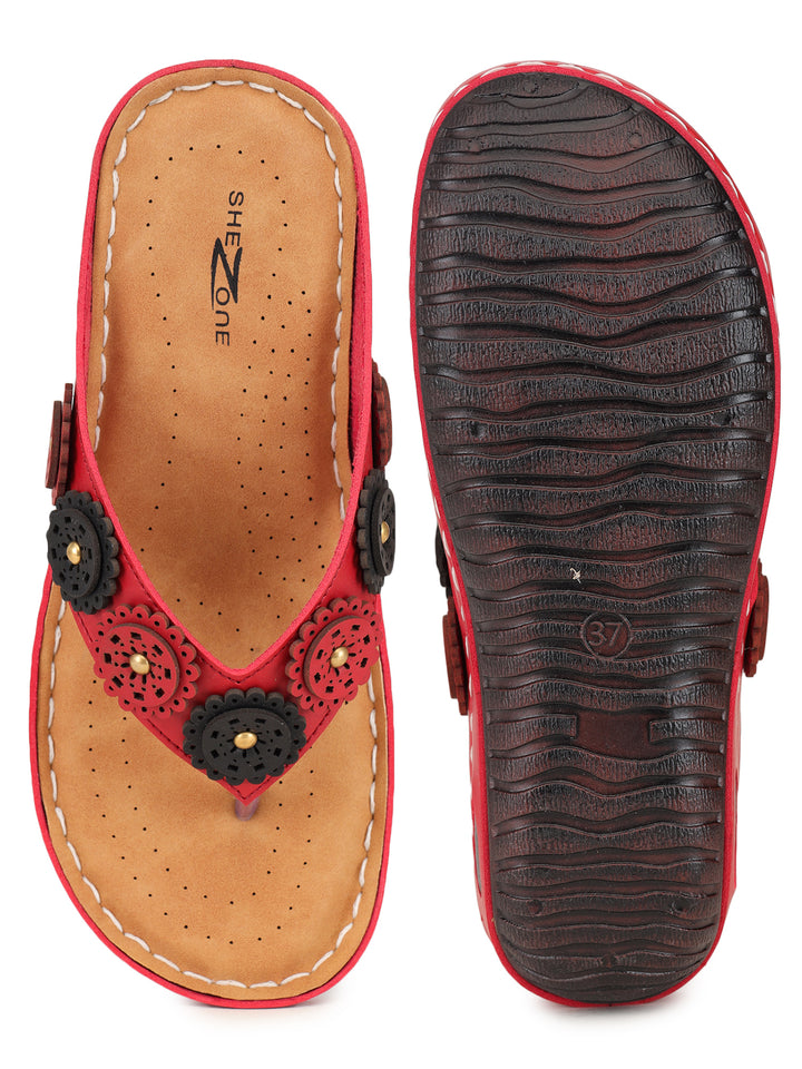 Shezone Red Women Flats