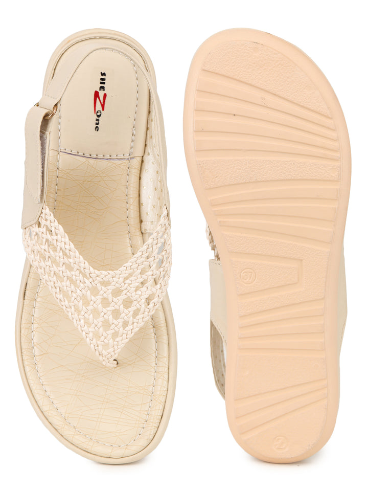 Shezone Cream Women Flats