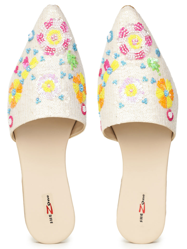Shezone Cream Women Flats