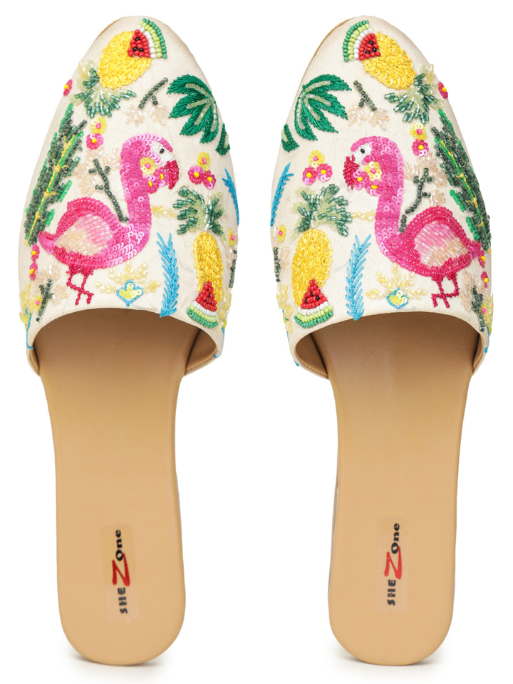 Shezone Cream Women Flats