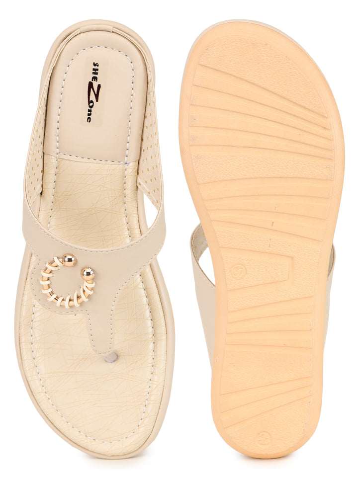 Shezone Women Cream Flats