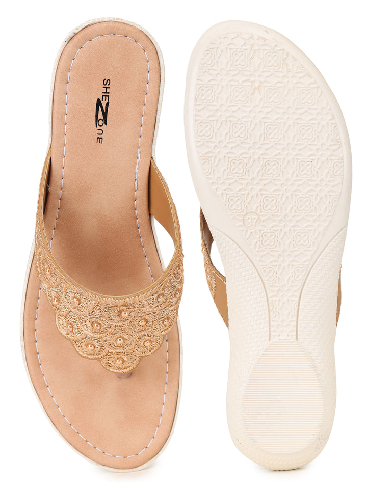 Shezone Women Beige Flats