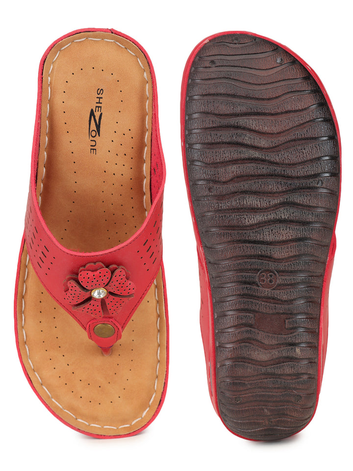 Shezone Red Women Flats