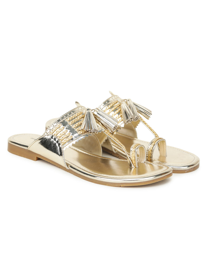 Shezone Gold Women Flats