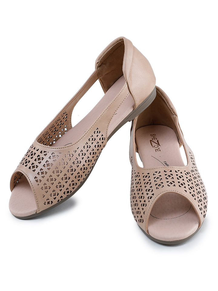 Shezone Beige Women Flats