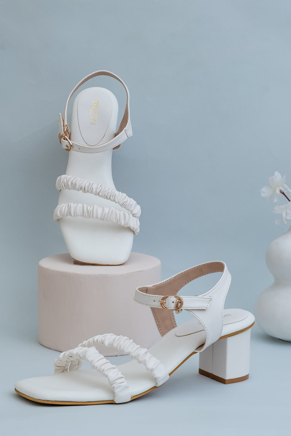 Shezone White Women Heels