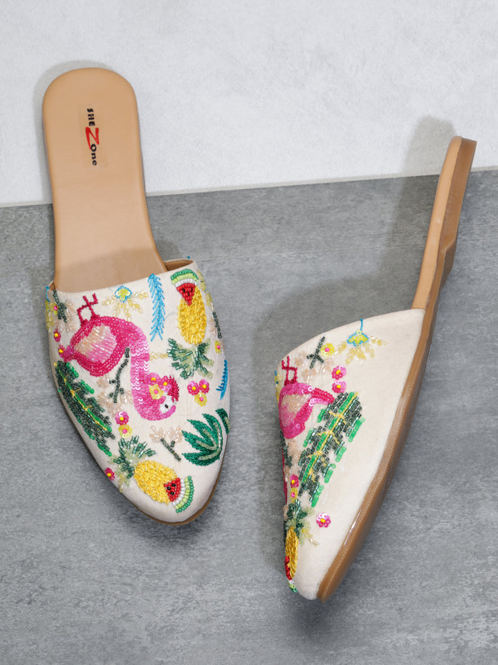 Shezone Cream Women Flats