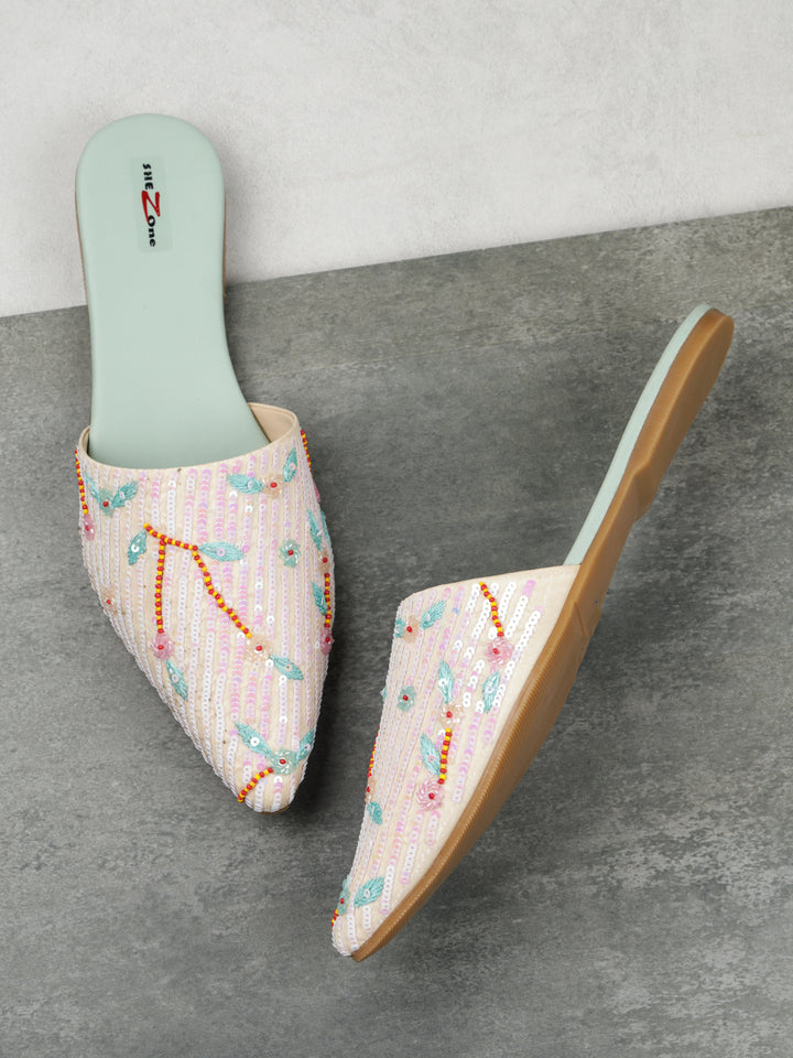 Shezone Cream Women Flats
