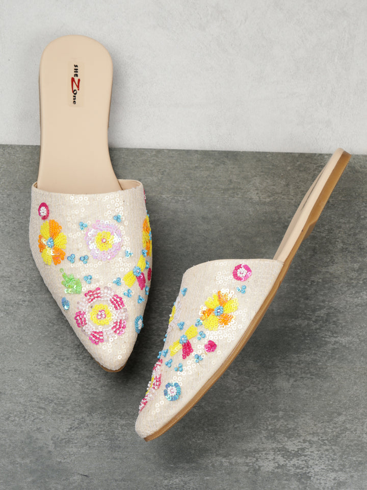 Shezone Cream Women Flats